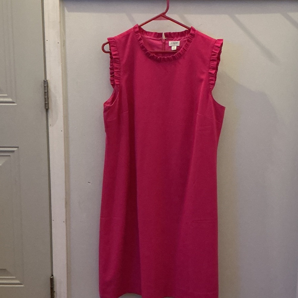 J. Crew Vibrant Pink Ruffle Mini Dress